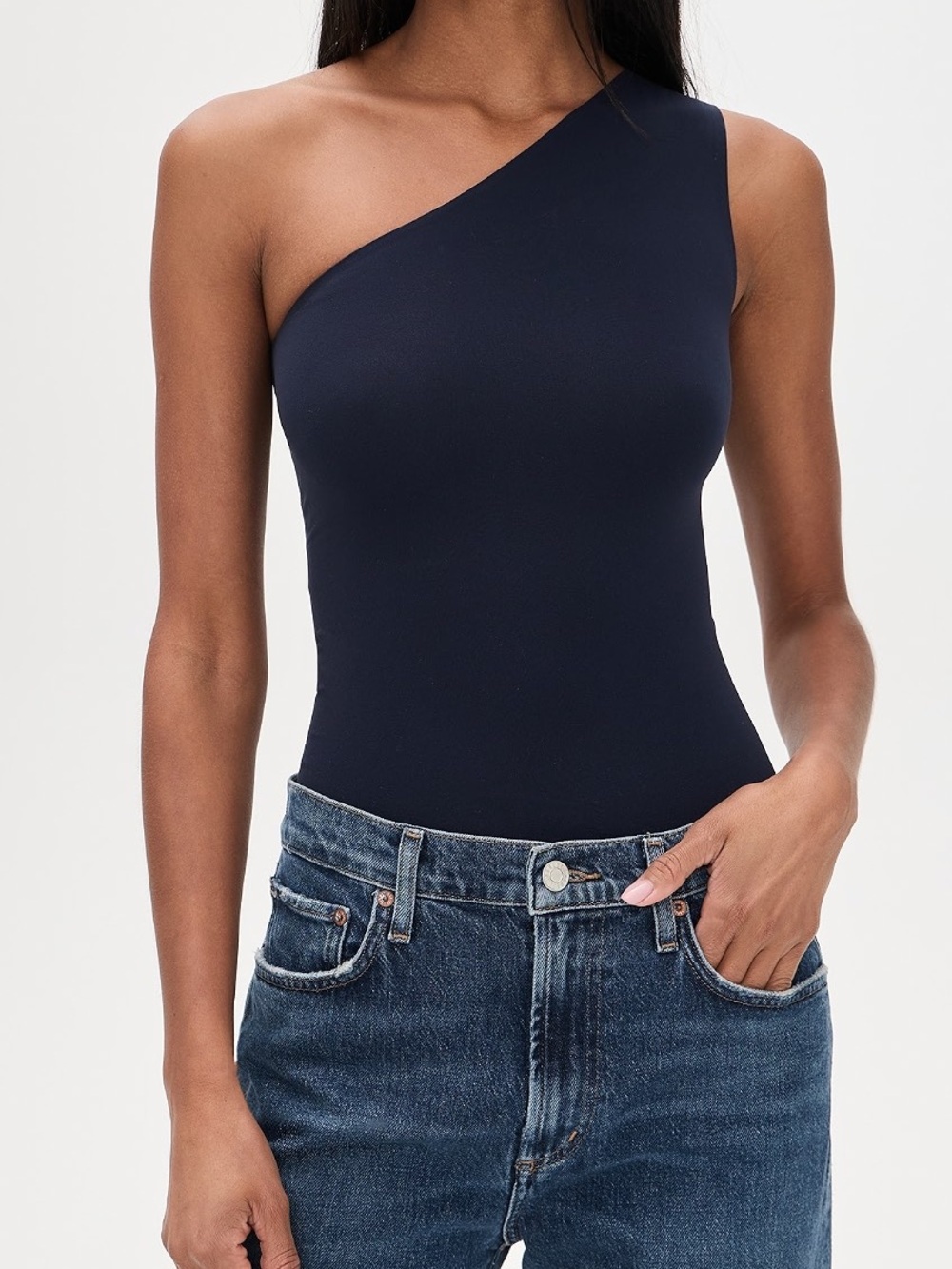 Commando Ballet One Shoulder Thong Bodysuit Navy OS